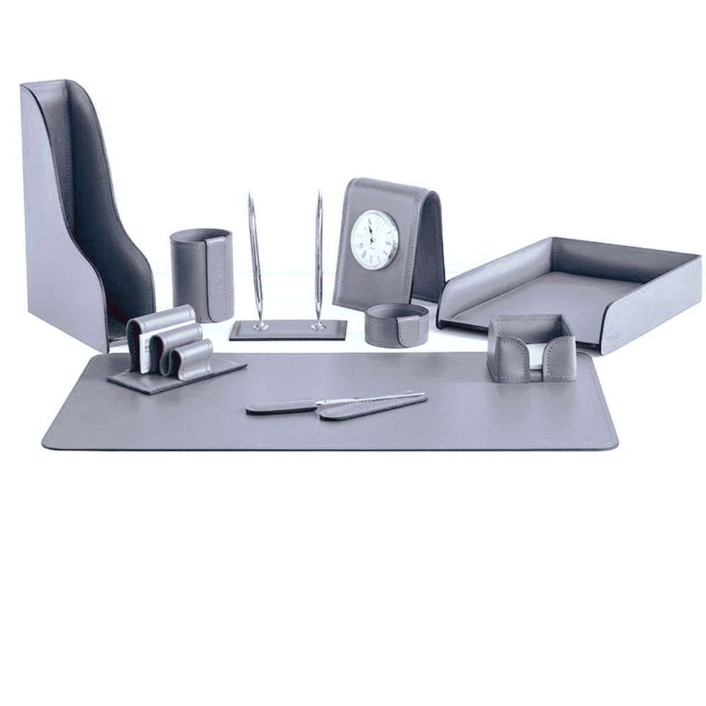Настольный набор из кожи Cuoietto серии Business из 10 предметов (NBCGrey10)