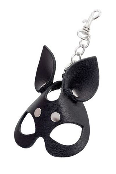 Кожаный брелок в виде маски кошки (Цвет: черный)