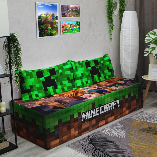 Бескаркасный диван кровать раскладной "Minecraft"