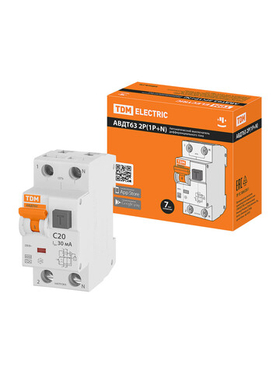АВДТ 63 2Р(1Р+N) C20 30мА 6кА электронный тип А TDM SQ0202-0003