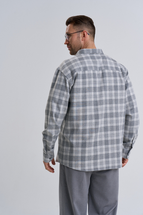 Сорочка мужская ZEER длинный рукав, клетка, хлопок/пэ 59414 03