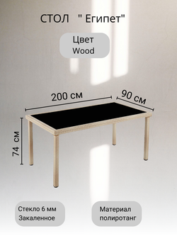 Стол из искусственного ротанга ЕГИПЕТ «EGYPT» 200х90 (Greige)