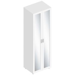 Шкаф 2-ств с 2 отделениями с зеркалом  МС "Сандра"(Белый лофт)