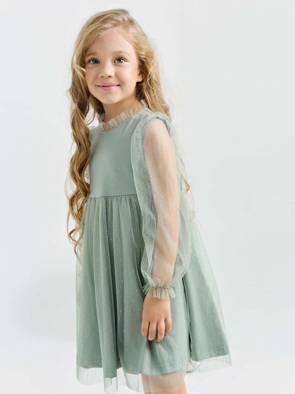 Платье с длинным рукавом и юбкой из фатина 