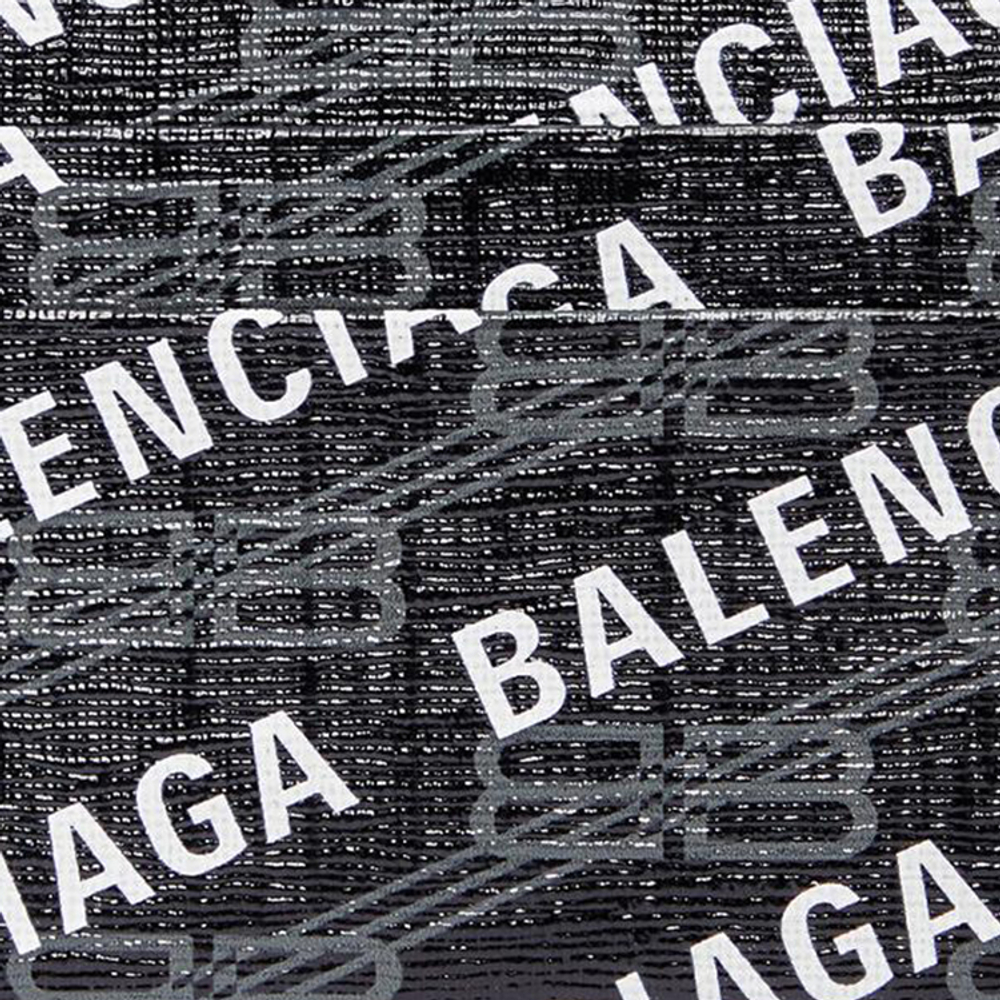 Balenciaga BB MONOGRAM SIGNATURE Canvas Card Holder Card Holder Men"s Black White
