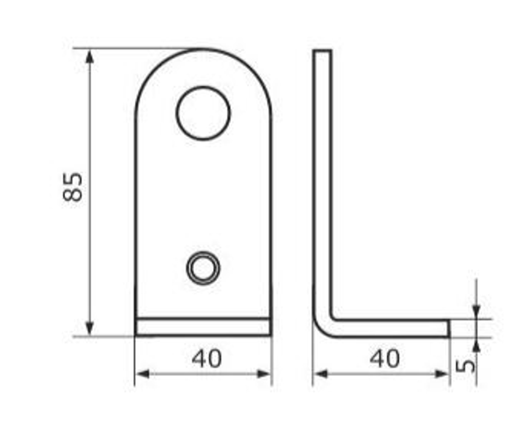 Проушина угловая 40*85*40 усиленная черная (толщ.5мм) Домарт / 9929