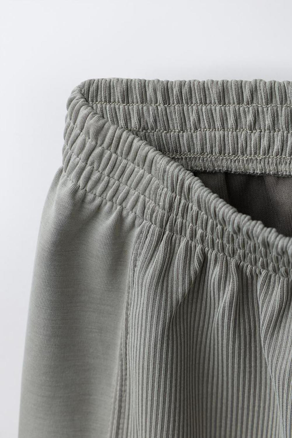 ZARA БРЮКИ WIDE LEG В РУБЧИК ИЗ МОДАЛА, СЕРЫЙ