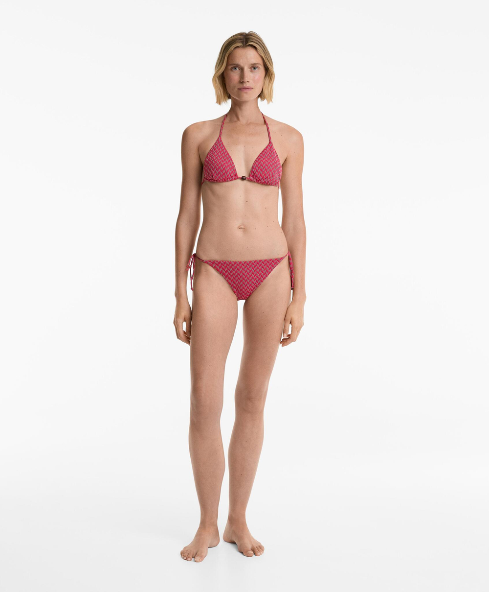 OYSHO Жаккардовый треугольный топ бикини, фуксия