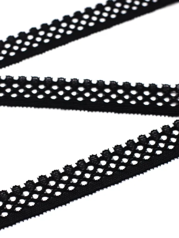 02-14 Кружево узкое эластичное 2 см, черный 170