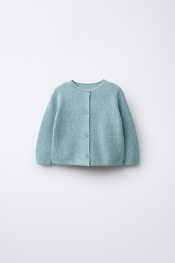 ZARA ВЯЗАНЫЙ КАРДИГАН, ЗЕЛЕНОВАТО-СИНИЙ