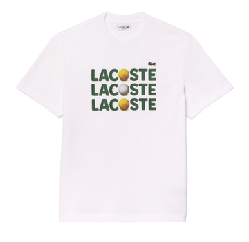 Мужская теннисная футболка Lacoste Heavy Cotton Tennis Ball Print T-Shirt - белый