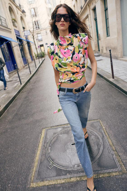 ZARA ДЖИНСЫ Z1975 SLIM СО СРЕДНЕЙ ПОСАДКОЙ И РЕМНЕМ, ВЫЦВЕТШИЙ СИНИЙ