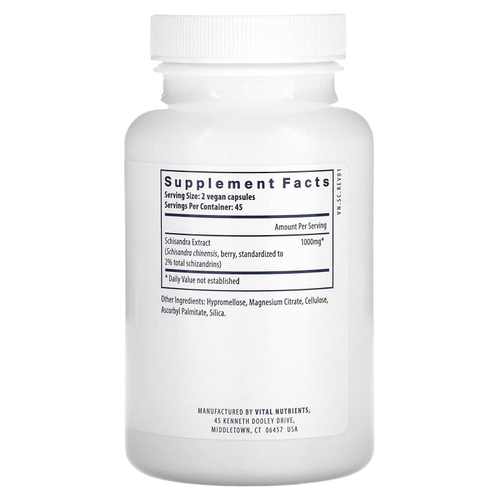 Vital Nutrients, экстракт лимонника, 90 веганских капсул (500 мг в 1 капсуле)