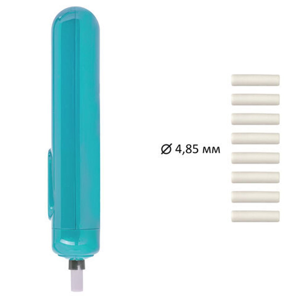 Ластик электрический BRAUBERG "JET", питание от 2 батареек ААА, 8 сменных ластиков, голубой, 229612