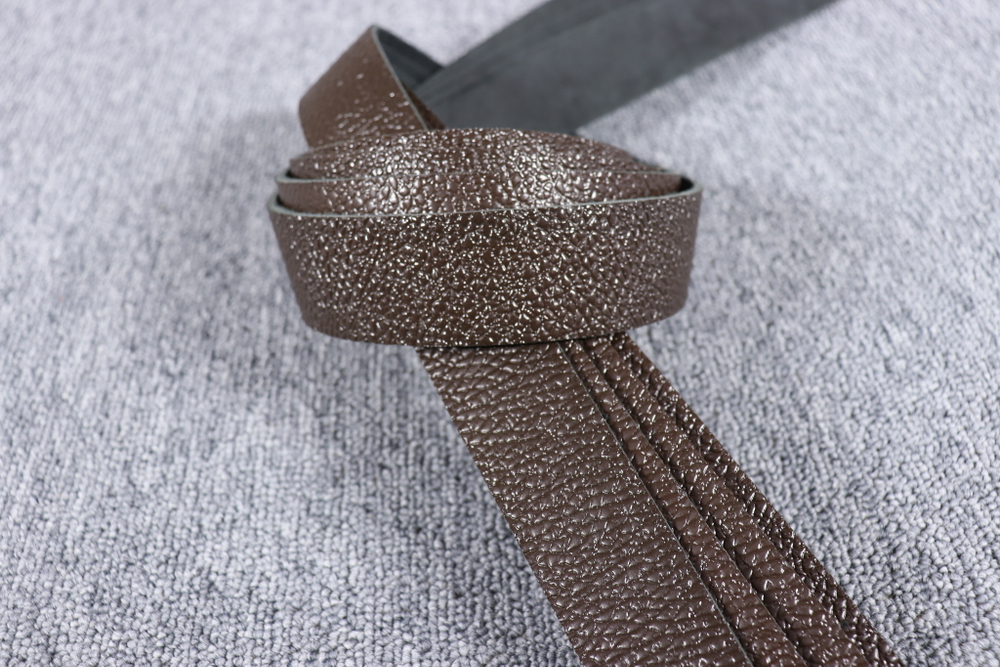 Ременная заготовка Коричневая с лицевой отделкой + плита Алмаз 35 мм (34 мм)