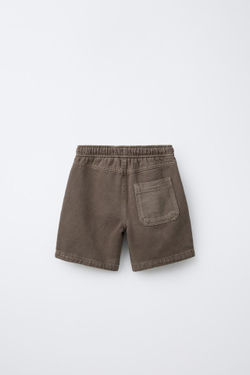 ZARA КОМФОРТНЫЕ ШОРТЫ ИЗ ТВИЛА, КОРИЧНЕВЫЙ