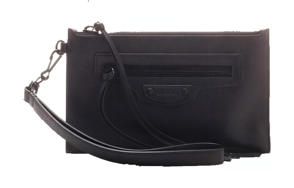 Balenciaga Neo Classic Grain Leather Clutch Handbag Women"s Black