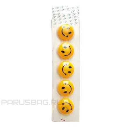 Магнит для магнитно-маркерных досок Смайлик, диаметр 3см, 5шт/упак, Спейс