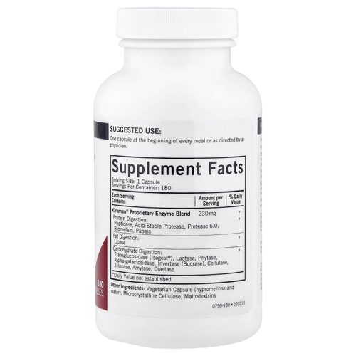 Kirkman Labs, ферментный комплекс DPP-IV с ISOGEST®, 180 капсул