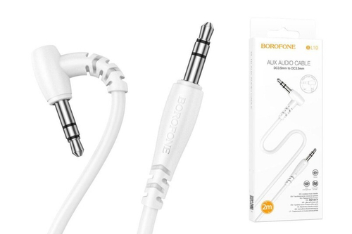 Аудиокабель AUX для подключения к автомагнитоле с разъемом 3,5 jack 2 м, угловой (BOROFONE)