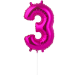 Шар фольгированный Цифра 3 40 см (Фуксия)