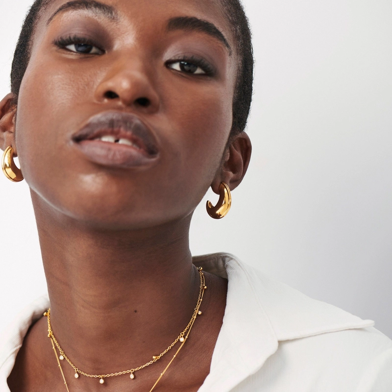 Серьги-кольца Средний Купол с Бороздами