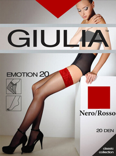 Чулки красные Emotion с кружевом на силиконовой ленте, 1/2 XSS (38-40) 20 den (Цвет: красный)