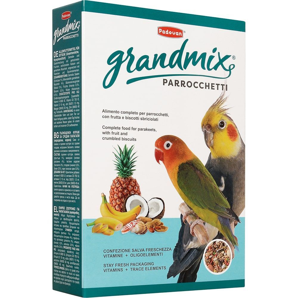 Padovan GRANDMIX Parrocchetti комплексный корм для средних попугаев 400г Padovan GRANDMIX Parrocchetti комплексный корм для средних попугаев 400г