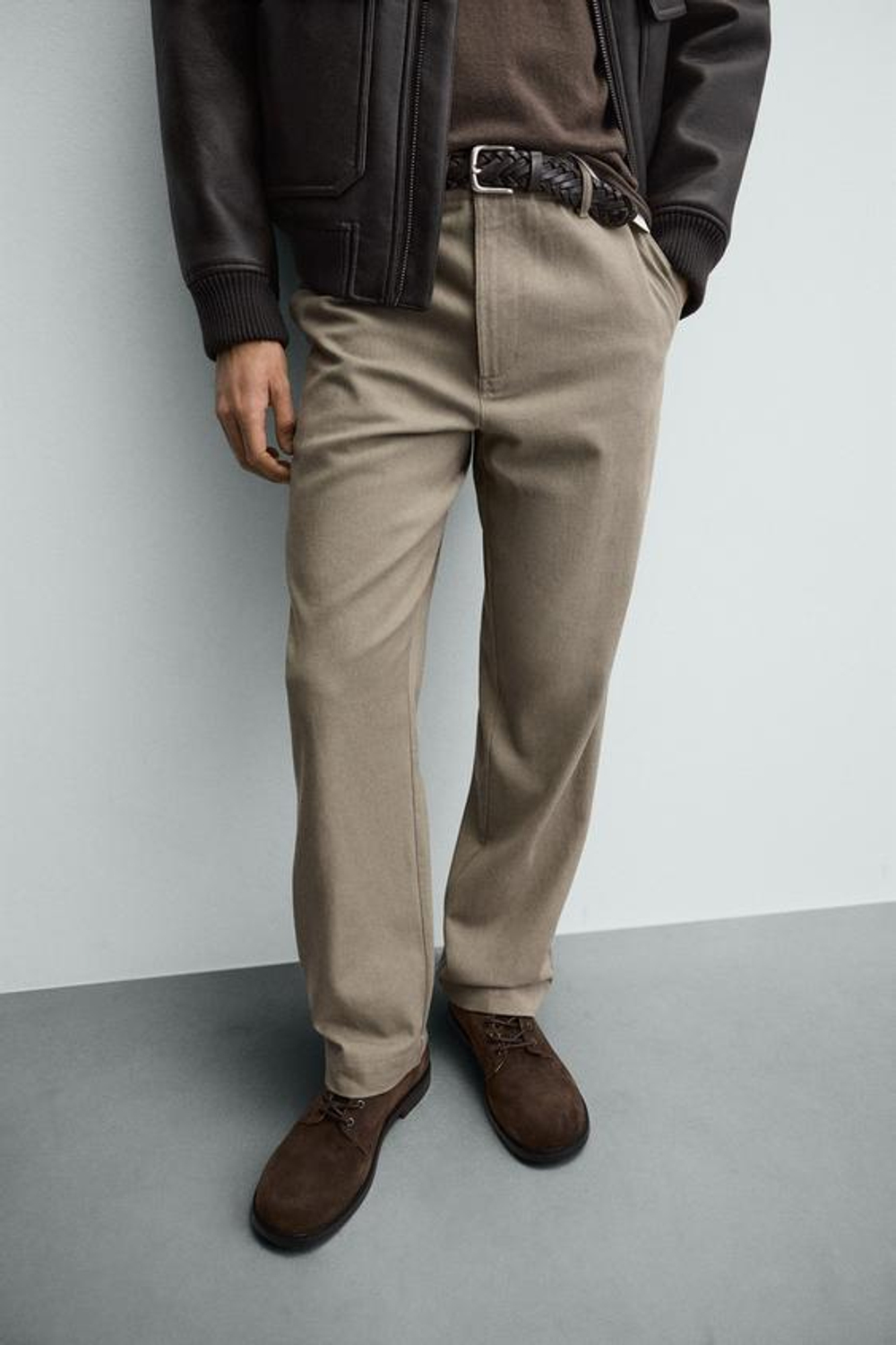 ZARA БРЮКИ ЧИНОС С ЭФФЕКТОМ ПОТЕРТОСТИ, РЫЖЕВАТО-КОРИЧНЕВЫЙ