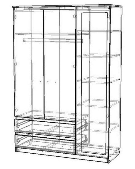 Шкаф ВЕНА-3 с зеркалом левый