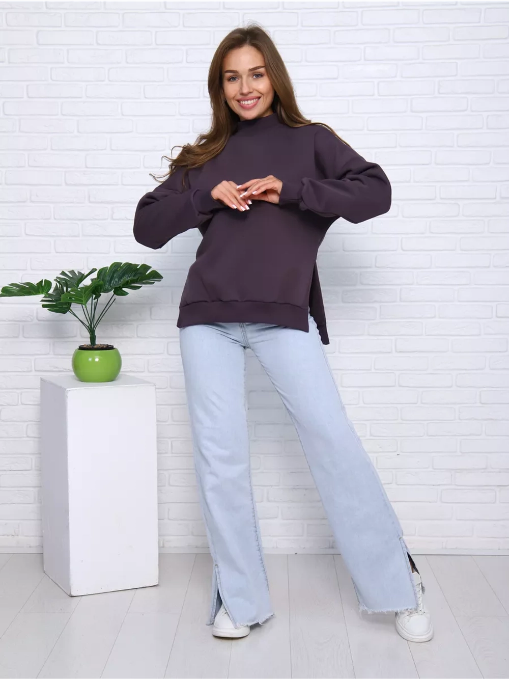 Свитшот утепленный базовый оверсайз