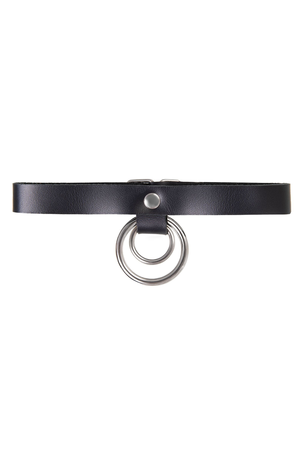 Черный чокер-ошейник с кольцом в кольце