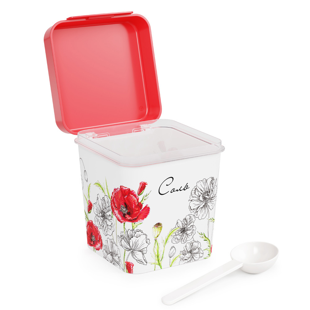 Емкость 1,2л Маки (соль) с ложкой