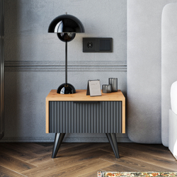 Прикроватная тумба DIWO Краснодар напольная 45x35x35 антрацит, дуб вотан, ручка черная