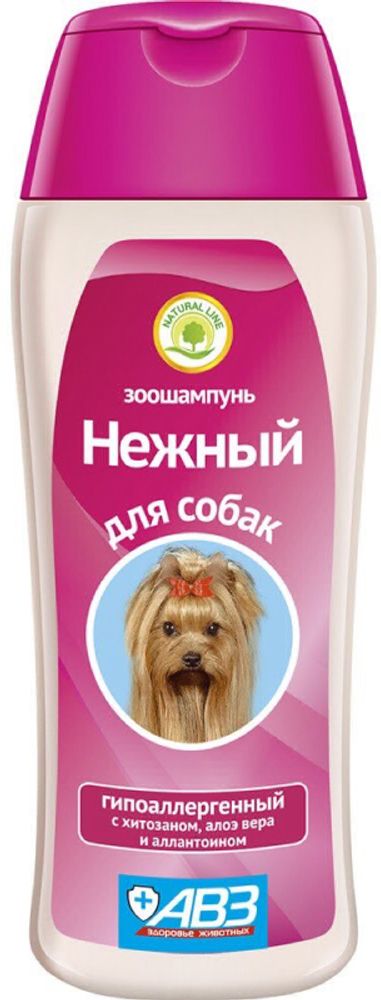 Шампунь АВЗ &quot;Нежный&quot; для собак, гипоалергенный с хитозаном и алоэ Вера - 270 мл
