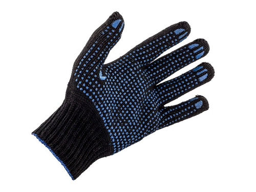 Перчатки хлопчатобумажные с ПВХ напылением, 5 нитей, 7 класс, черные