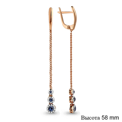941853к Серьги из Золота с бриллиантами, сапфирами