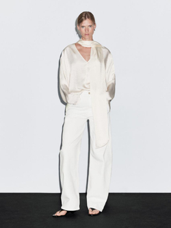 Massimo Dutti Джинсы с высокой посадкой, кремовый