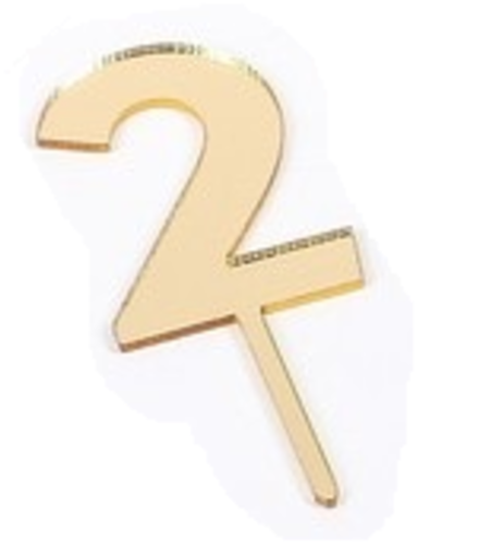 Топпер на шпажке, золото, цифра "2", 4,5*3 см