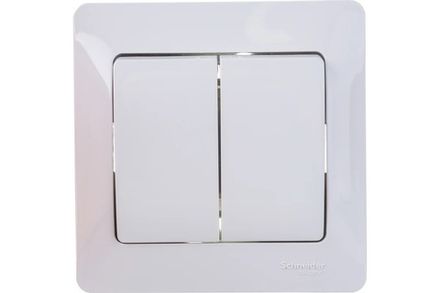 Выключатель двухклавишный с рамкой Systeme Electric Glossa Бел 10А