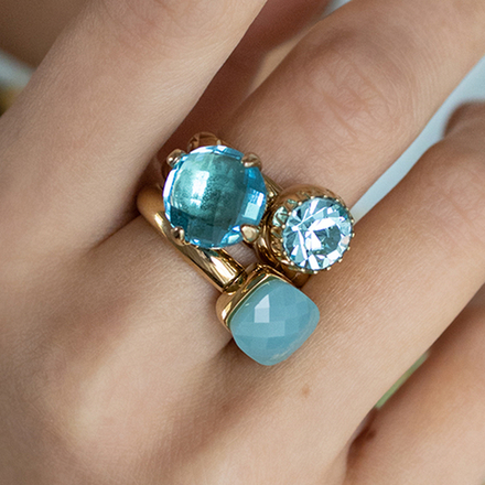 Кольцо Qudo FIRENZE 19 (G) Air Blue Opal 107001/40-4701 19 размер 19