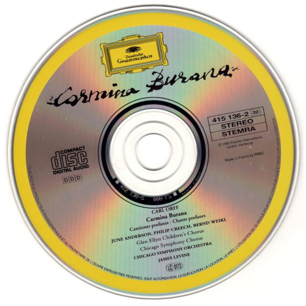 June Anderson, Bernd Weikl, Philip Creech, Chicago Symphony Orchestra & Chorus, James Levine / Orff: Carmina Burana (CD)