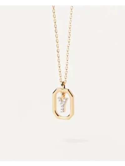 Колье женское PDPaola Мини-Буква Y серебро 925 пробы покрытое золотом 750 пробы CO01-536-U