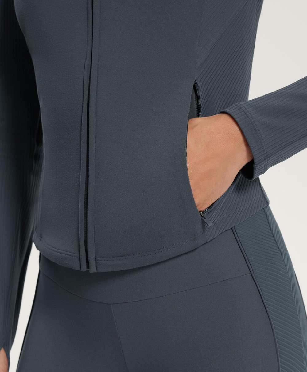 Oysho Куртка из высокотехнологичной ткани, антрацитовый/голубой