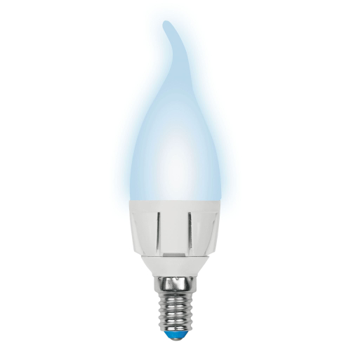 LED-CW37-7W/NW/E14/FR PLP01WH Лампа светодиодная. Форма свеча на ветру, матовая. Серия Palazzo. Белый свет. Картон. ТМ Uniel.