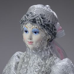 Интерьерная кукла Снегурочка серебряная большая