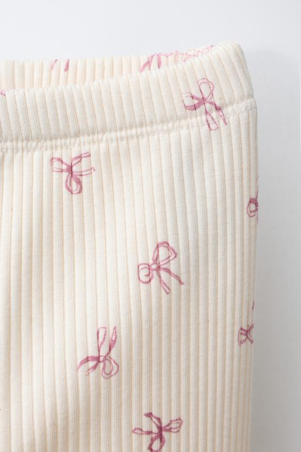 ZARA ЛЕГИНСЫ В РУБЧИК SOFT TOUCH С БАНТАМИ, ЭКРЮ