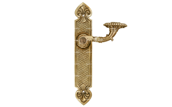 Ручка дверная нажимная Ампир классический на пластине латунь