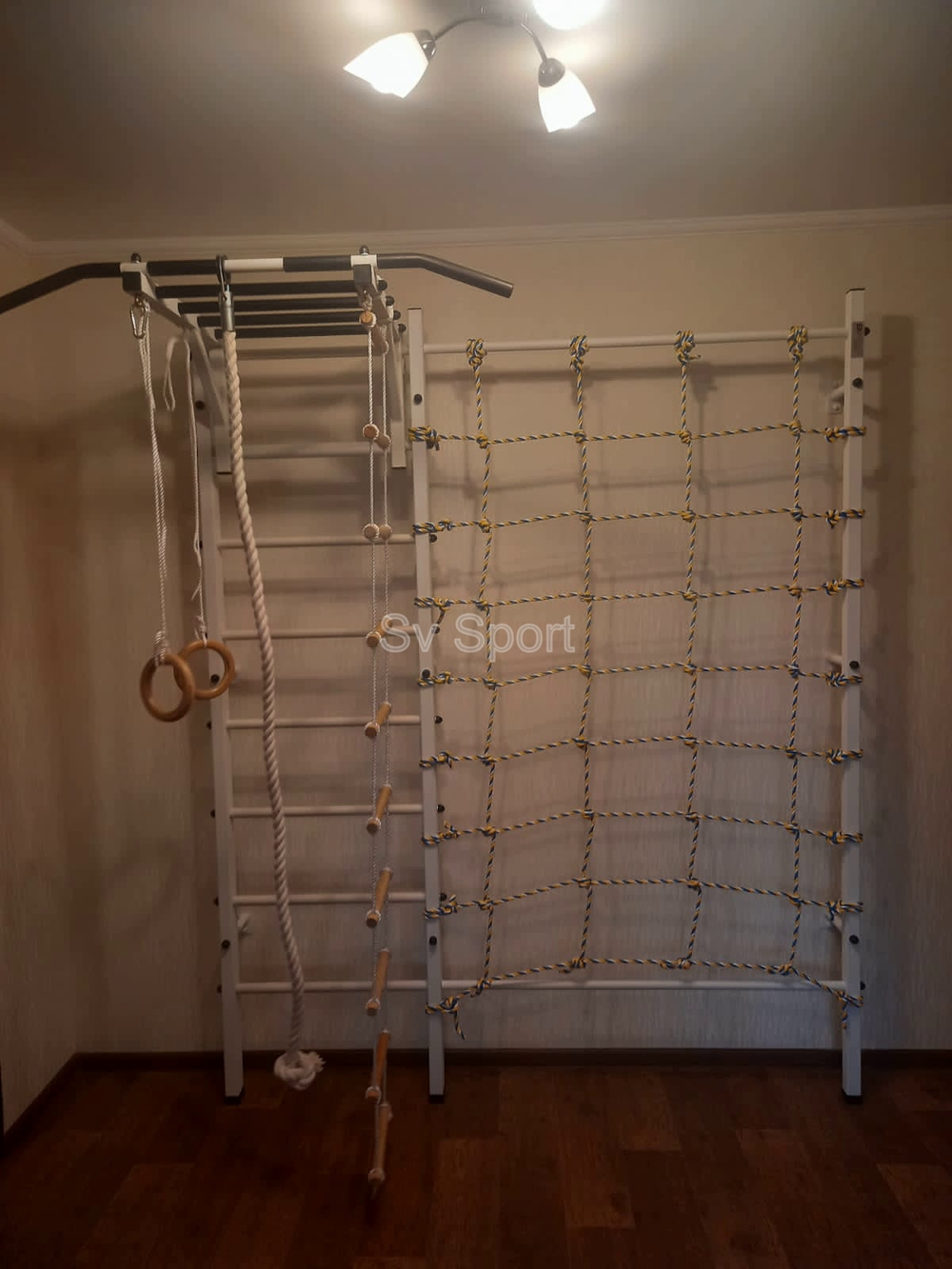 Монтаж шведской стенки Sv Sport с канатным лазом в пеноблочные, газоблочные стены