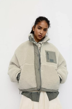 PULL&BEAR Куртка из искусственного меха, песочный